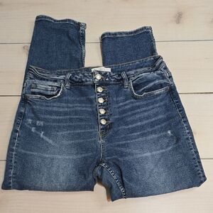 Vervet High Rise Button-Up Jeans in Dark Blue